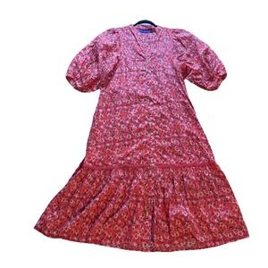 Ro's Garden Tuckernuck Women's Red Poppy Dress Size Small 100% Cotton EUC